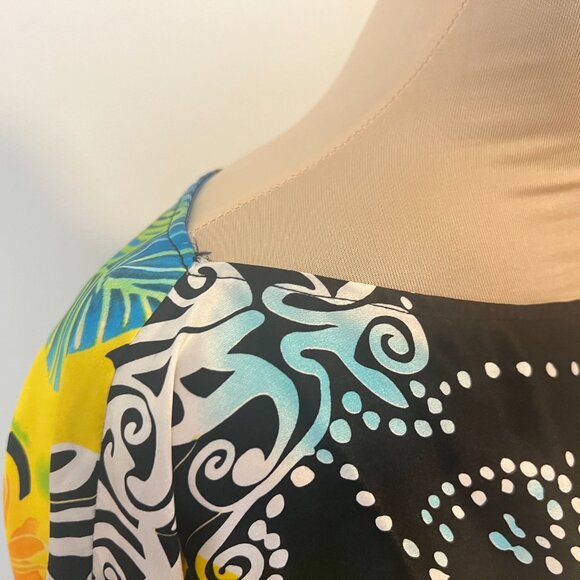 Vintage Cache 100% Silk Sheath Dress Dolman Sleeve Abstract Floral Print XS - Picture 7 of 12
